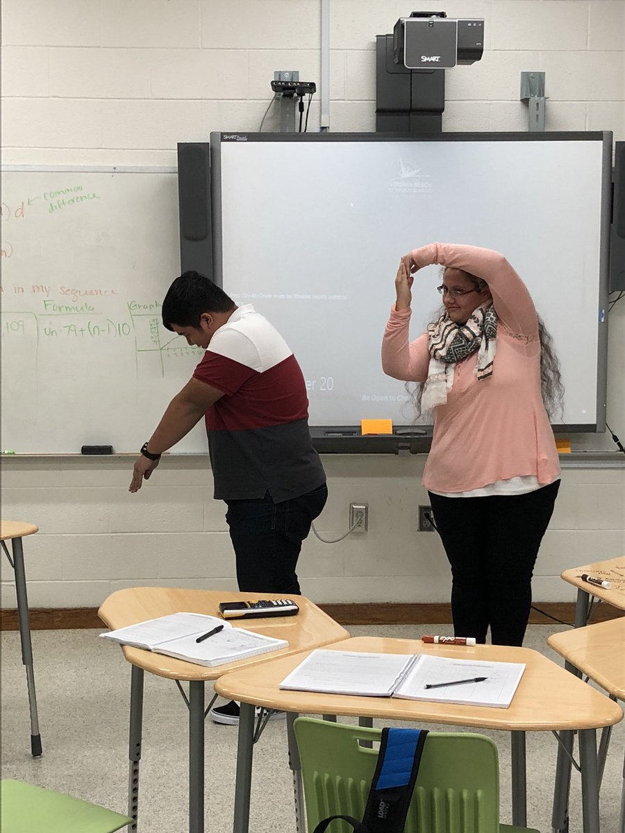 Ms_Brunke's tweet photo. Acting out arithmetic sequences! #mathstudies #learningthroughplay @grcollegiate https://t.co/8PegBt1ATR