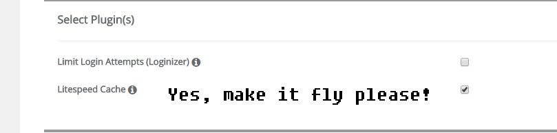 Litespeed Cache option has been added to Softaculous WordPress install on all servers. Making WordPress fly is so easy! <a href="/litespeedtech/">LiteSpeed Tech</a>