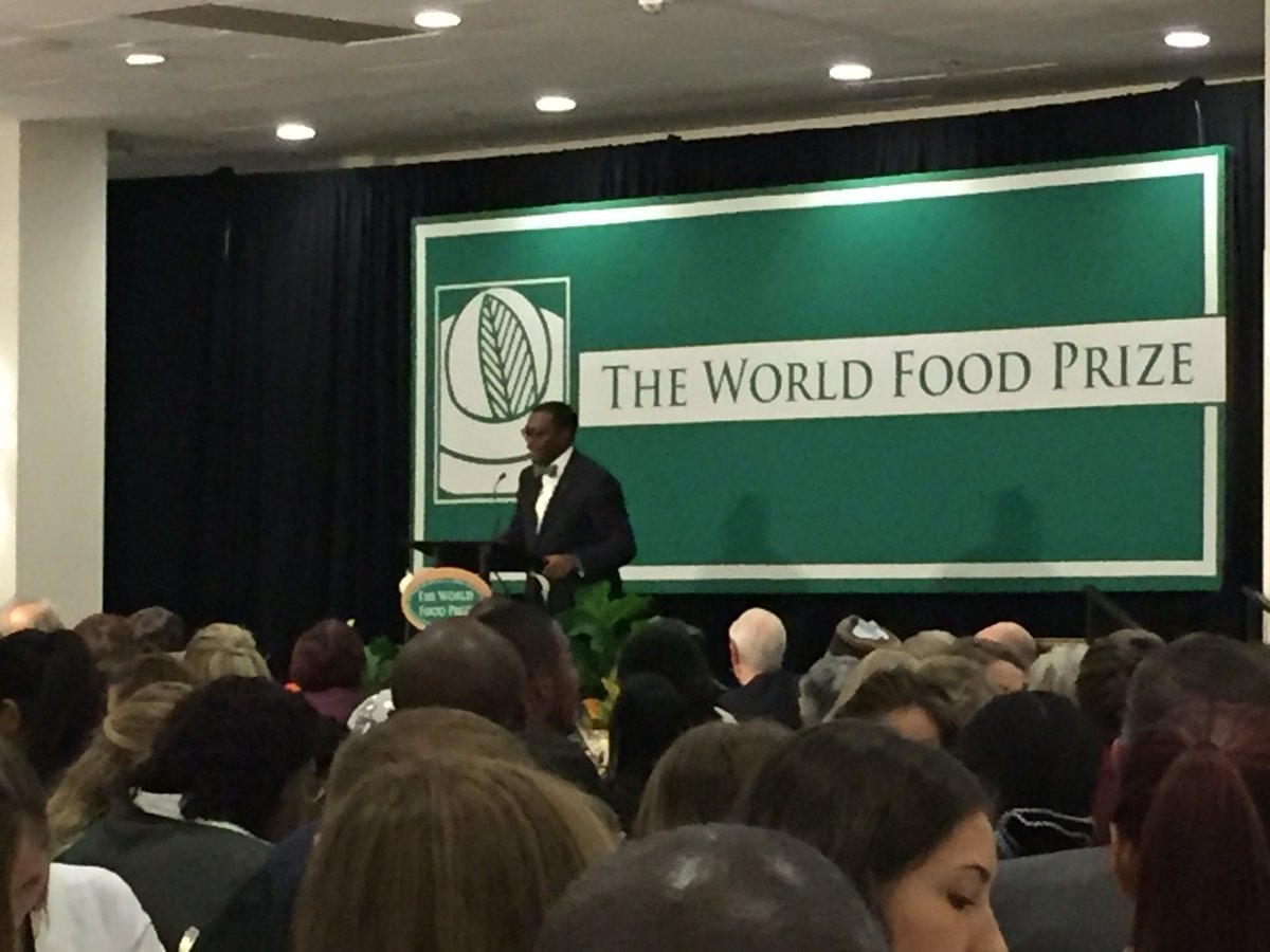 #FoodPrize17 Laureate Luncheon w/@akin_adesina 'The future belongs to youth and agriculture is the coolest thing there is!'