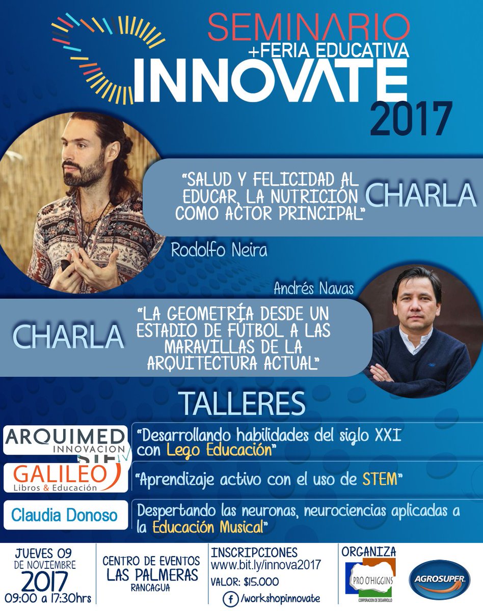 Workshopohi's tweet photo. SEMINARIO INNÓVATE 2017 ¡La experiencia educativa de la región que no te puedes perder!
Inscripciones en: https://t.co/s27etmNSqX https://t.co/UzfC8VPeKf
