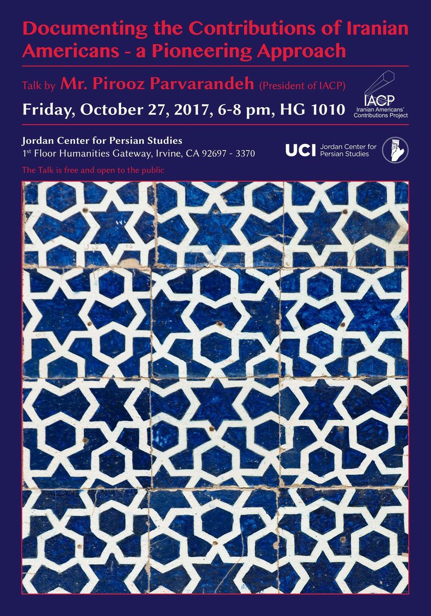 JordanCenterUci's tweet photo. Documenting the Contribution of Iranian Americans, A Pioneering Approach
#technology #Irvine #Iranian  #SiliconValley #freeEvent #California https://t.co/7pZq2vqnqE