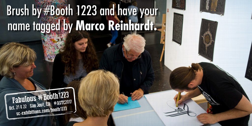 ShowbizCulture's tweet photo. How many times in a lifetime do you get given your own graffiti tag? #my lifetime tag at #Booth1223. #ASTC2017 #soon #MagicCityLife https://t.co/FIqjmgEJNs