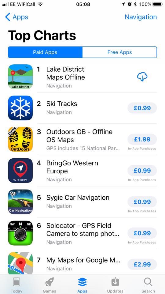 JomoMaps's tweet image. Our Lake District Maps Offline app is at the top of the Navigation charts in the App Store today #WeAreTheLakes @LakeDistrictPR