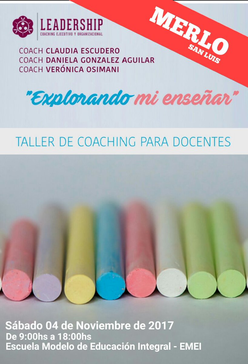MiraContenidos's tweet photo. Taller de #CoachingEducativo en #Merlo #SanLuis 04/11 ➡ EMEI
Consultas x Privado #Tilisarao #Concaran #VillaDolores https://t.co/U9St9D5Y2U