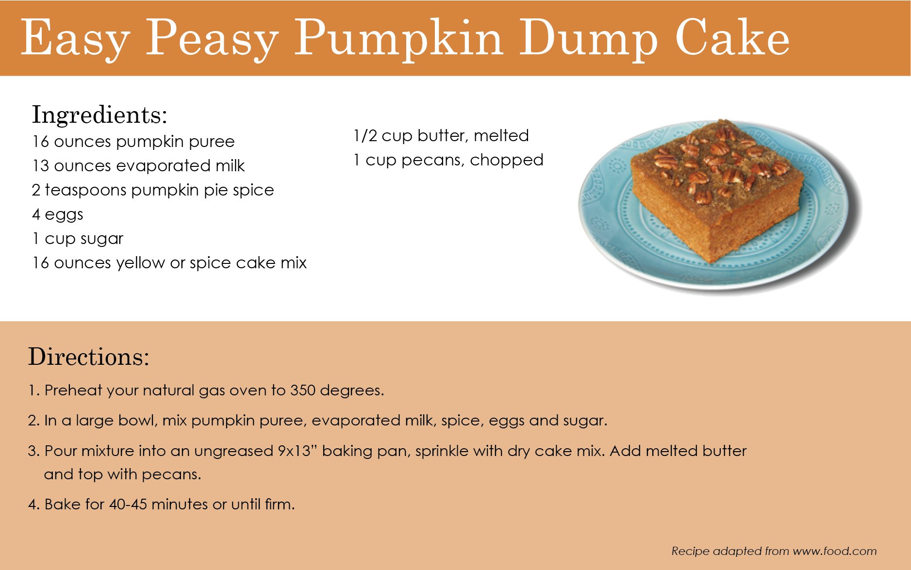 Oklahoma Natural Gas If You Re A Pumpkin Spice Lover You Ve Got To Try Our Recipeofthemonth Easy Peasy Pumpkin Dump Cake