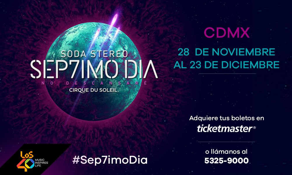 los40mx's tweet photo. No te puedes perder la experiencia de #Sep7imoDia con Soda Stereo. ¡Compra tus boletos >> https://t.co/BnvpP1SWWl https://t.co/giHooQAgEX