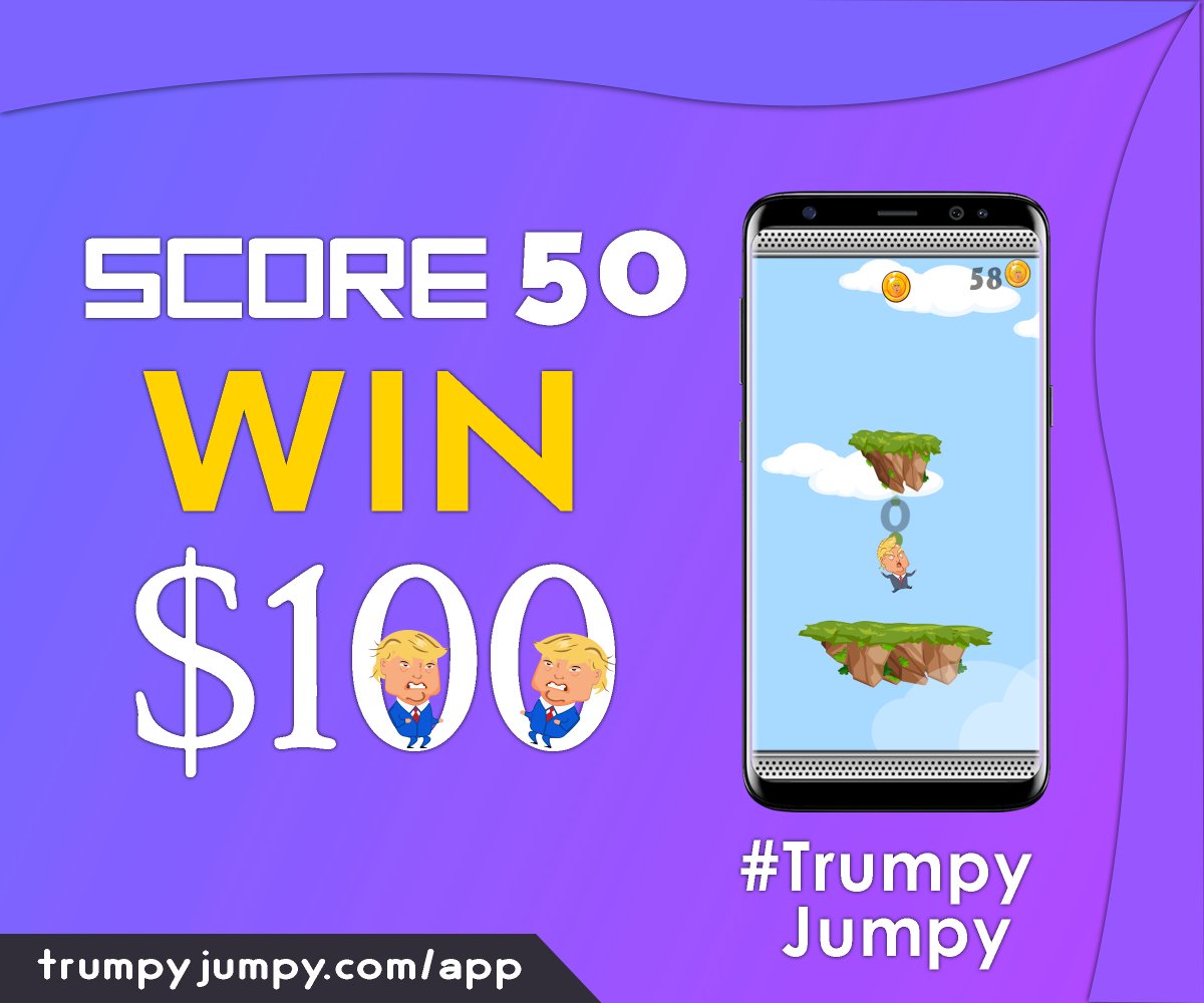 Trumpy_Jumpy's tweet photo. Play #TrumpyJumpy, Make just 50 points, Record it with Camera, Send it to @Trumpy_Jumpy,  Win 100$, #Win100$ Get it, https://t.co/bu5lwMny7B https://t.co/T6cg1Dl2Xb