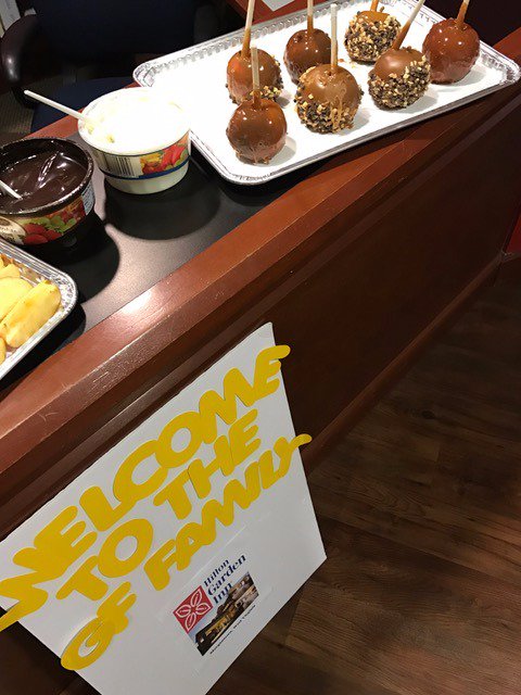 GF_Hotels's tweet photo. The @HGI_Morgantown, WV became the latest addition to the GF Family. We celebrate with seasonally fitting apple slices and candied apples! https://t.co/B3vNQYqfKd