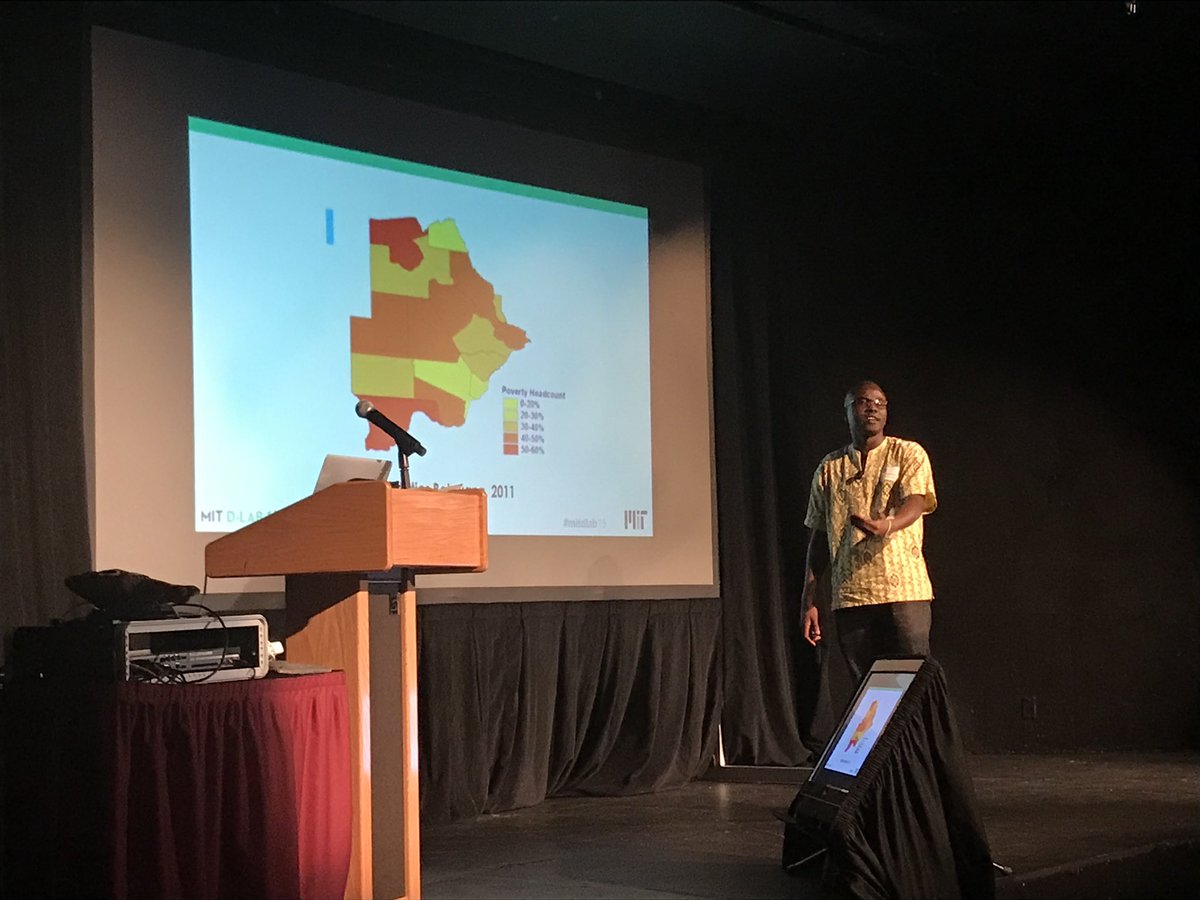 dlab_mit's tweet photo. “We’ve managed to disrupt and diversify the economy in Botswana, giving voice and space to the creative industry.“ -@BlakMashaba #mitdlab15 https://t.co/KjUC5uVK2u