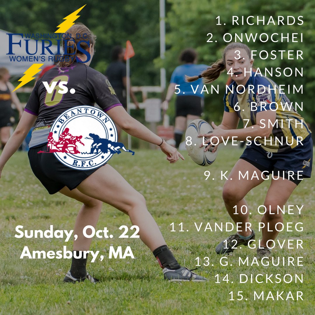 DCFuries's tweet photo. Peep the lineups for this weekend’s away games! Can’t make it? Never fear - we will be tweeting! #PTBAF #WPLrugby https://t.co/0SAwur4D13
