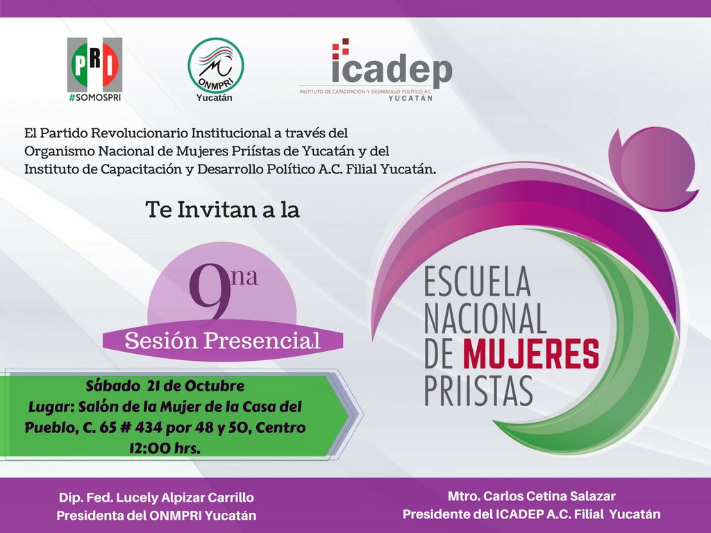IRHYucatan's tweet photo. Alumnas de la @ENMPRIISTAS de Yucatán las esperamos a la 9a Sesión Presencial, sabado 21de octubre
#EscuelaMujeresPRI #CapacitandoConRumbo https://t.co/LdzRCtwnO5
