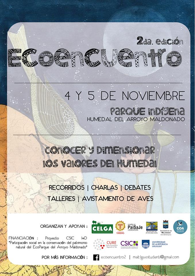 Eco-Encuentro, 4 y 5 de noviembre en el Parque Indígena (Humedal del arroyo Maldonado), Maldonado. Más info: shar.es/1Pq1GH
