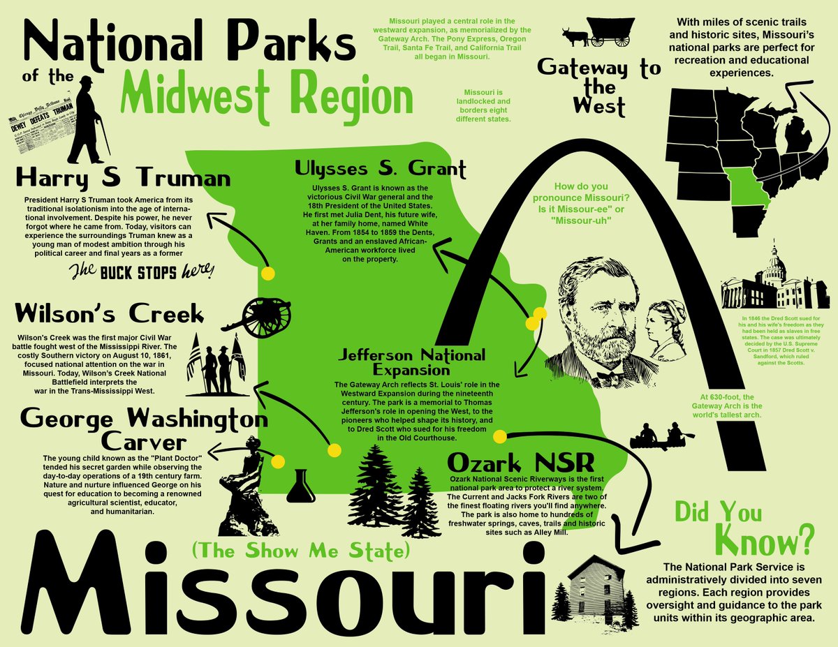 MidwestNPS's tweet photo. Hey #Kansas and #Missouri! What national parks call your state home? 
#FunFactFriday #MidwestNPS https://t.co/XCPtcpr802