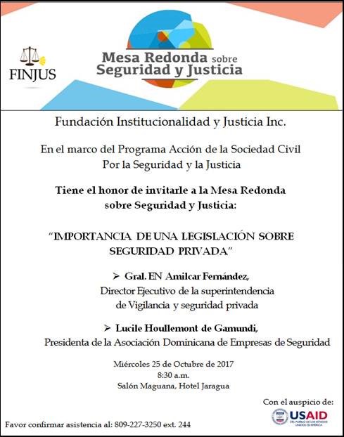 fida2017rd's tweet image. Invitamos a la mesa : "Importancia de una Legislación sobre Seguridad Privada"
