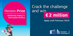 Digital4AHL's tweet photo. €2 million prize for Improved mobility for older people! Submissions are open until February 2019  https://t.co/2tKlp01pPL  @H2020Projects https://t.co/8vpXw56Lnj