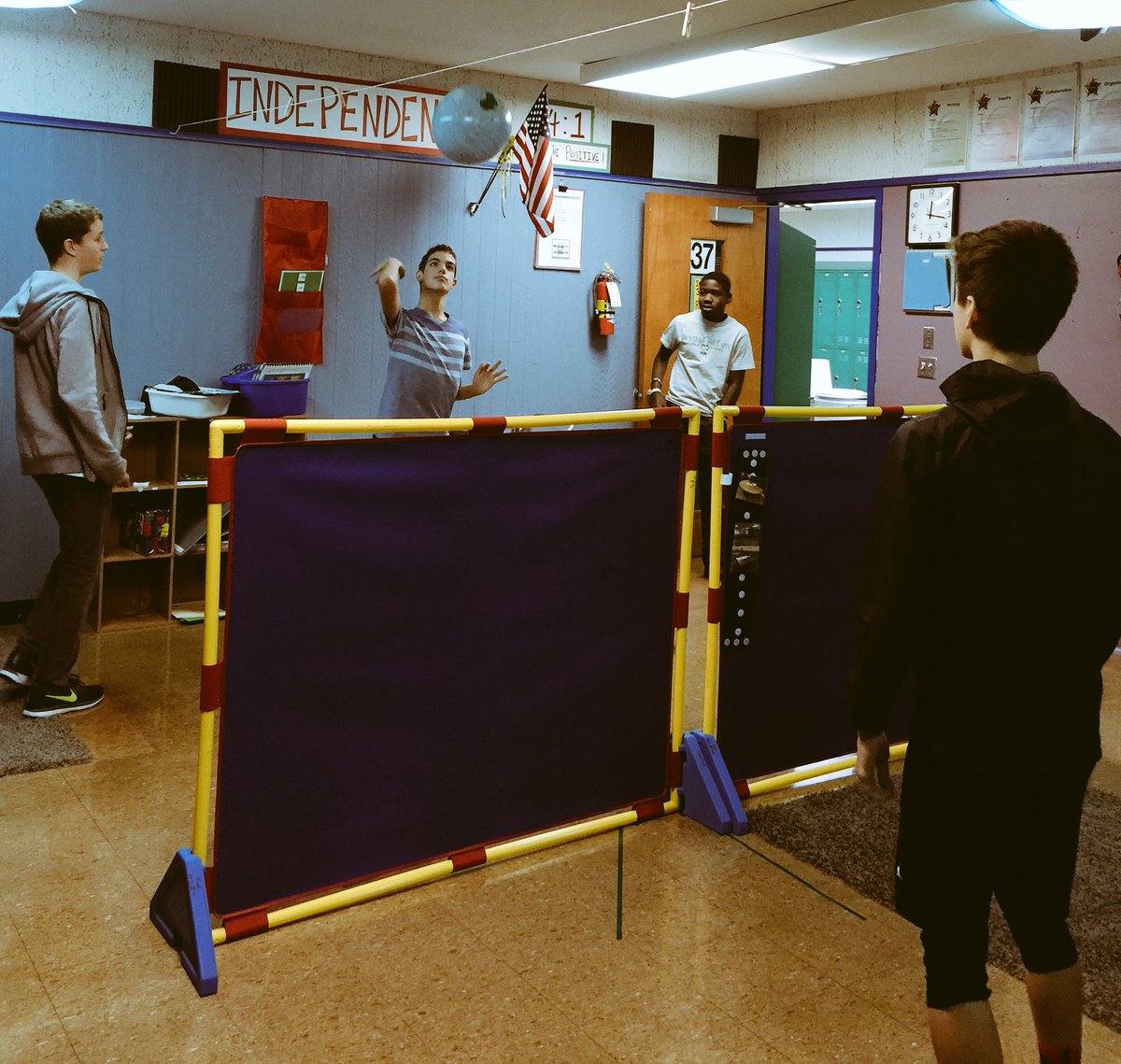 Students and buddies in LE 2 play a game of volleyball to generalize today’s Speed and Direction reading lesson. <a href="/DMMShornets/">Dexter McCarty MS</a> #GoHornets