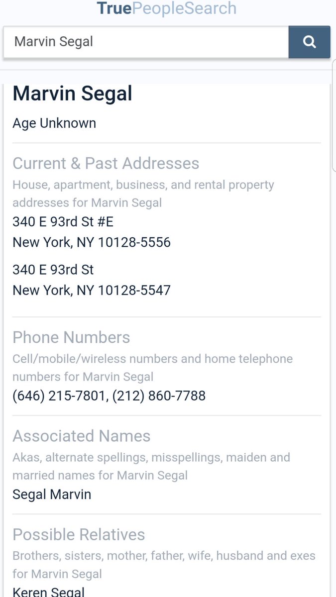 Israel911Facts's tweet photo. @nine11inreverse That phone number seems to be connected to a Keren Segal and Marvin Segal. https://t.co/4qbxnNDcjW