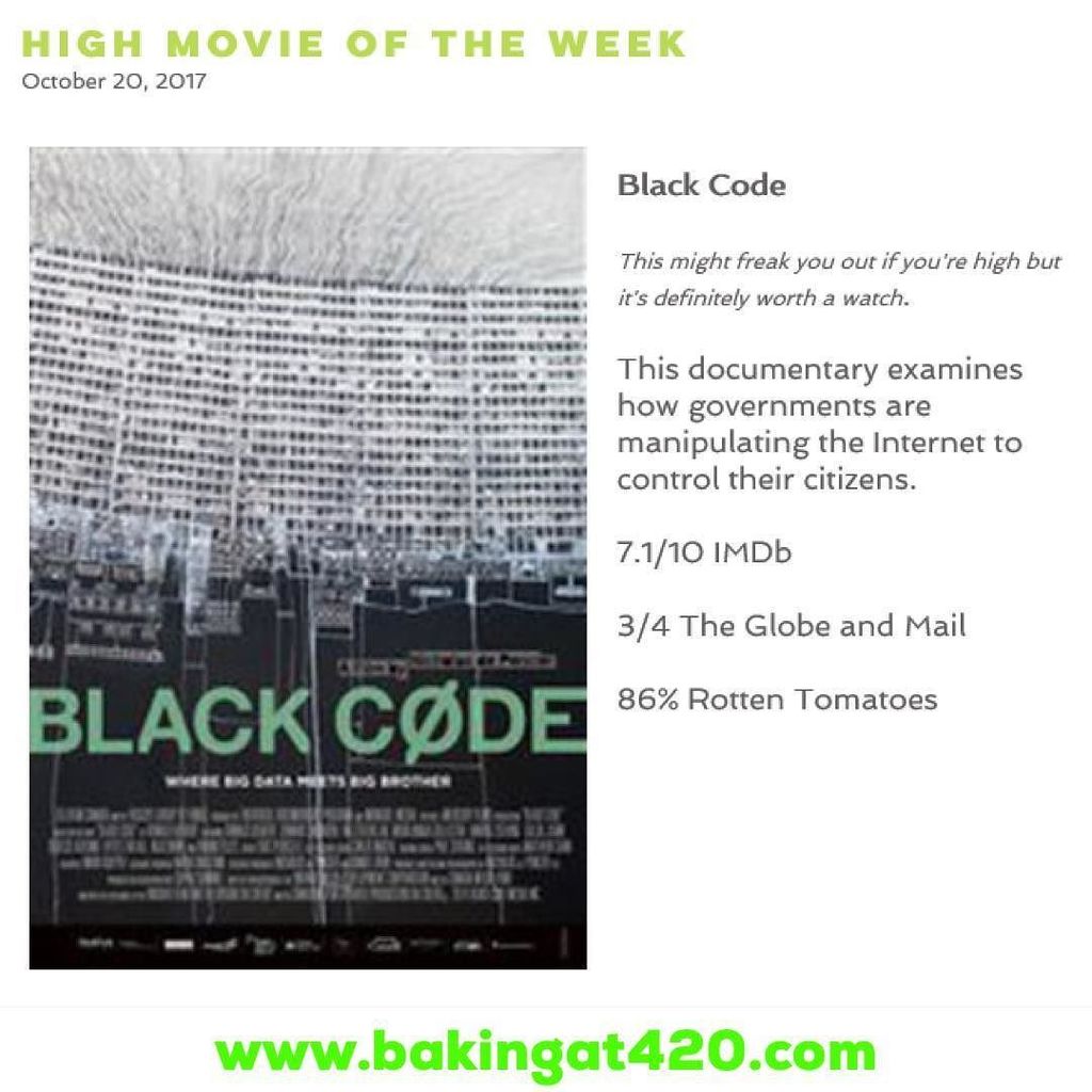 bakingat420's tweet photo. High Movie Of The Week - Black Code #blackcode  #highmovie #movies #documentary #cannabiscommunity #woke https://t.co/DGfszQirWD https://t.co/XDnl6QOTKT