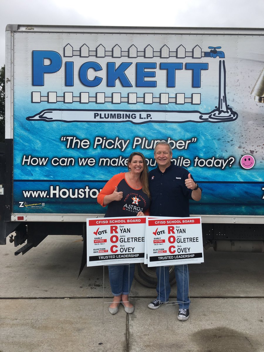 CyFairDon's tweet photo. Sign delivery to a former @CyFair_BFND Bobcat and local business owner😍. Thanks for your support Karen Pickett!! #OpportunityForAll https://t.co/gYHZNQv8dY