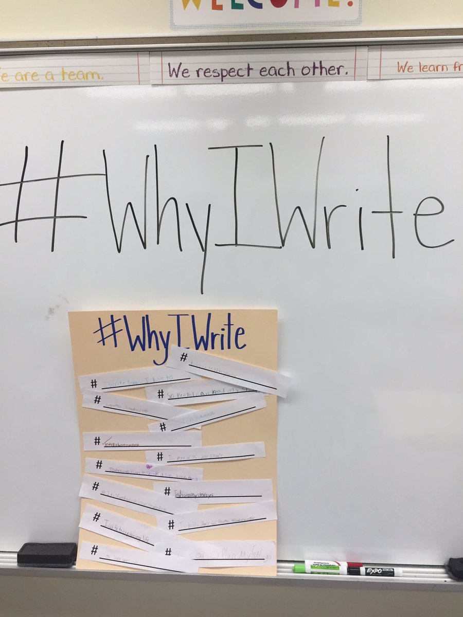 MrsDietrichPF's tweet photo. Finished our writing sharing today with a conversation about #WhyIWrite  &amp; S's shared why they write by doing their own hashtags! @BASD_OTL https://t.co/za6xruw9FY