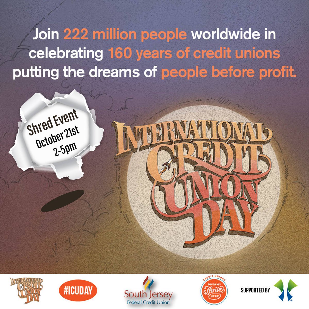 FirstHarvestCU's tweet photo. Don't forget to stop by our #ShredEvents at the Deptford, New Jersey and Pleasantville, New Jersey branches from 2pm - 5pm! #SJFCU #ICUDay https://t.co/6r23LEIg81