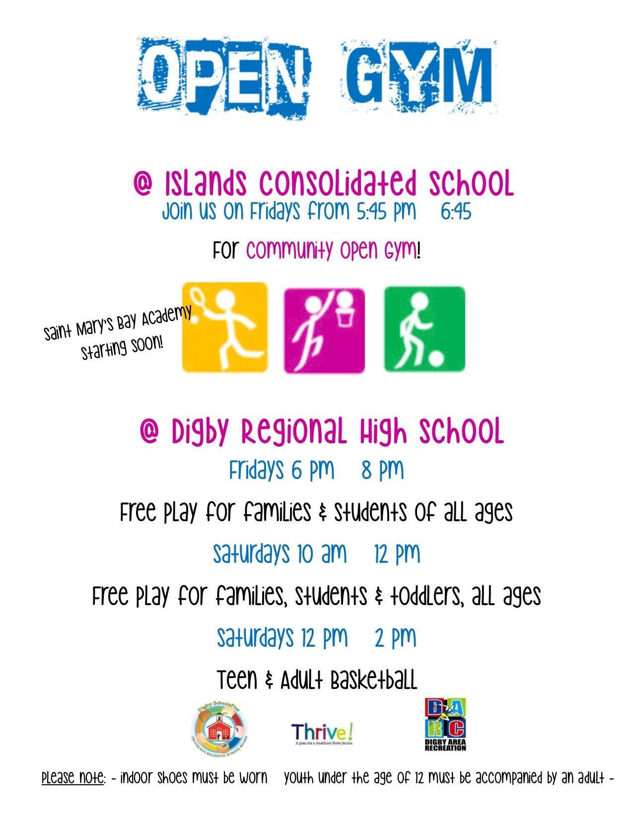 Digbyrecreation On Twitter Open Gym Tonight At Ics 5 45 6 45pm Drhs 6 8pm Free Getactive