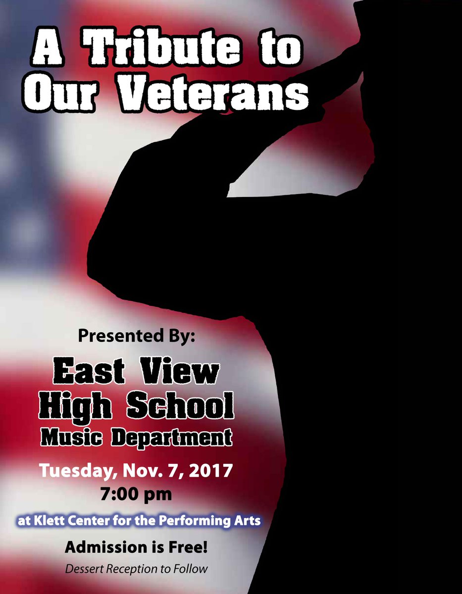 EV Music Dept will present A Tribute to Our Veterans on Nov 7! Join us as we honor our veterans. <a href="/EVPatriotBand/">EVPB</a> <a href="/evhsorchestra/">EVHS Orchestra</a> <a href="/GISDFineArts/">GISD Fine Arts</a>