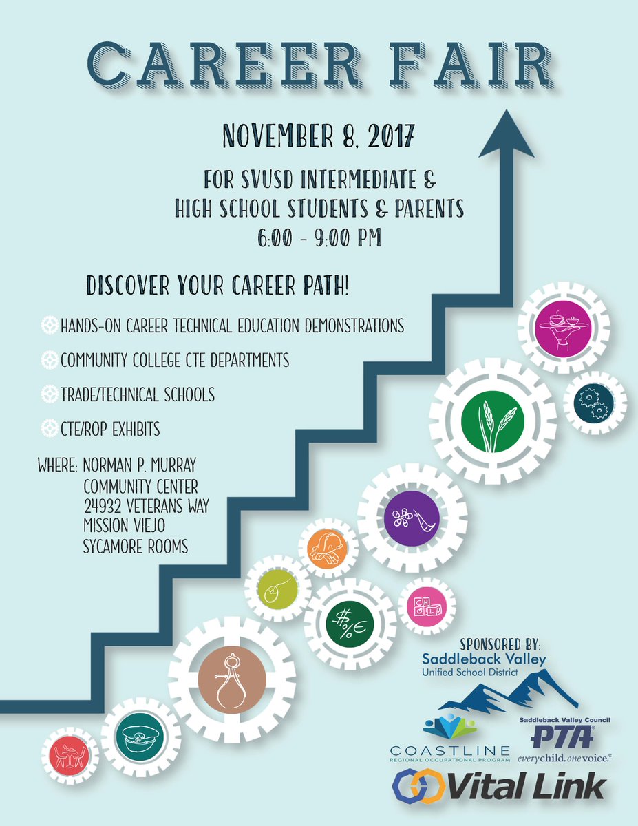 CTEspecialist's tweet photo. CAREER FAIR NOVEMBER 8TH Norman Murray Center 6 p.m. - See you there @SVUSDSchools  @ETHSChargers @lhhshawks @MVHSdiablos @THHSMustangs https://t.co/U7FrzPmQqf