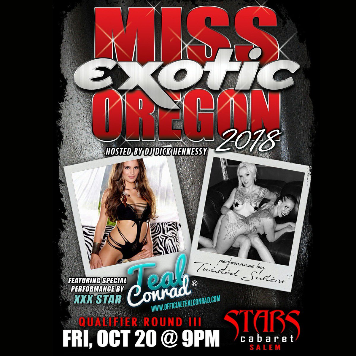 StarsPDX's tweet photo. Round 3 #MissExoticOregon2018 tonight at @StarsinSalem w/ @DJDickHennessy @tconradx &amp; more. Join us! #starscabaret #salem https://t.co/5Y0CZhzIab