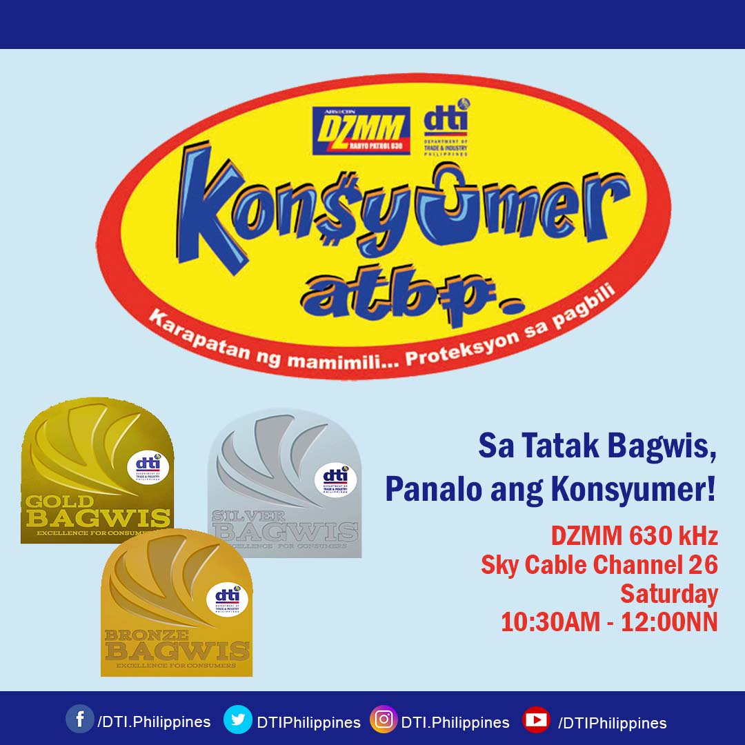 DtiPhilippines's tweet photo. Don't forget to tune in to Konsyumer Atbp, (#KATBP) from 10:30am to 12nn later! #iamDTIph #consumerPH https://t.co/fuLwop5RIG