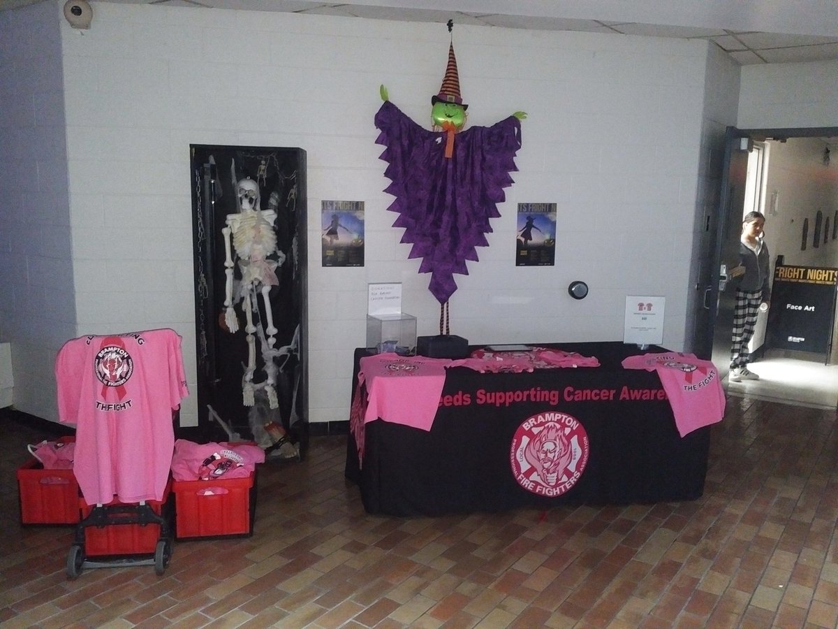 Campaigning for President by day and selling "Care Enough to Wear Pink" shirts tonight at #frightnight2017 at Loafers Lake. #1068CARES
