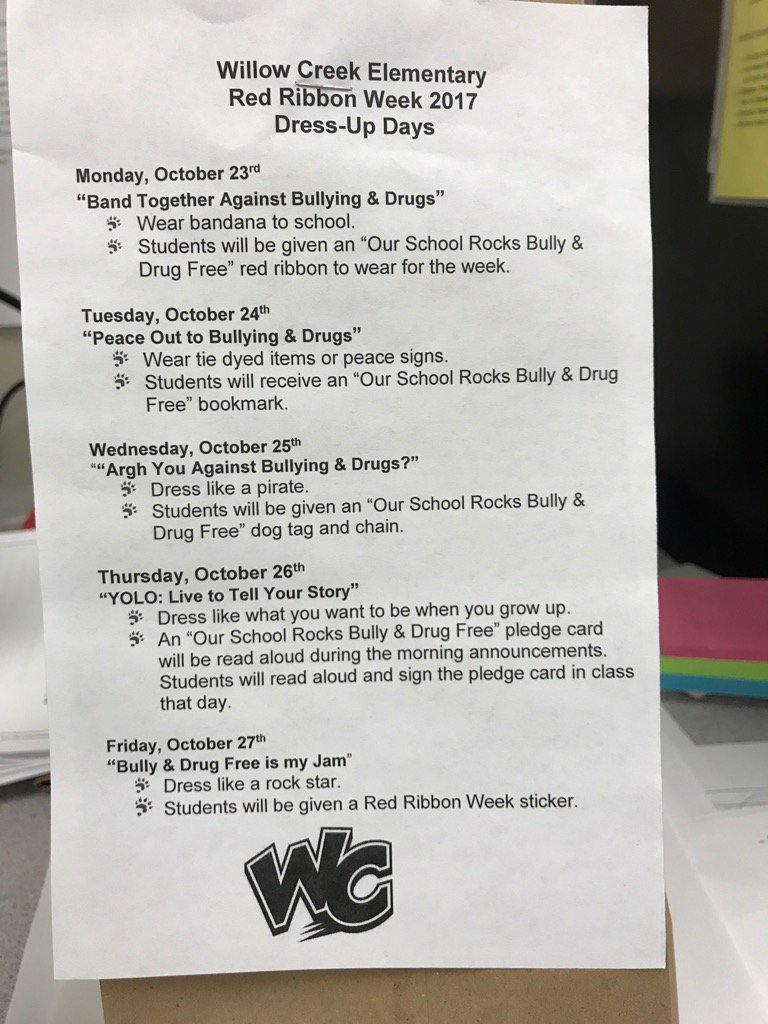 catkoonce's tweet photo. Remember it is Red Ribbon Week next week:) #wce #emsproud #Wolverine https://t.co/NxaNzERBiS