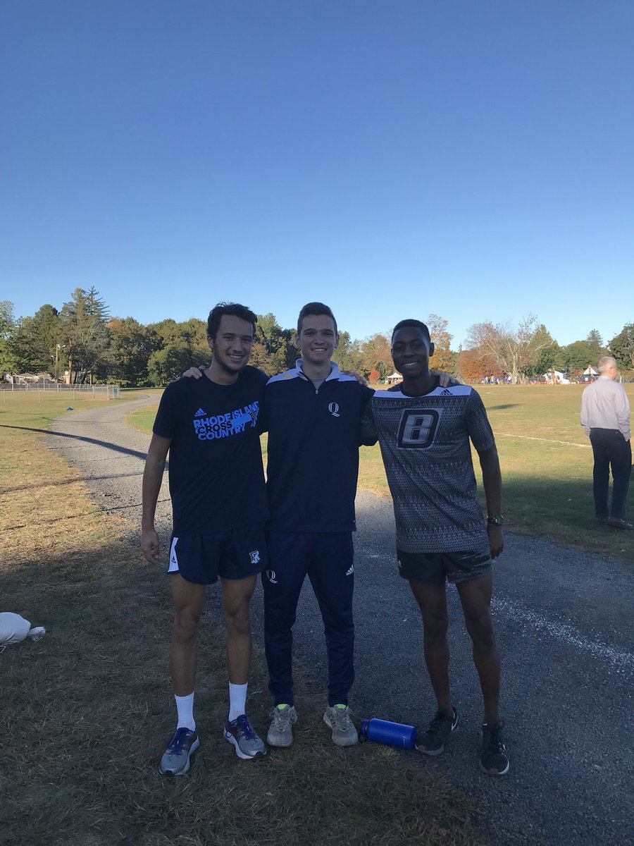 BHHSXCTF's tweet photo. The latest BHXC 2017 grads now competing on the D1 level linked up at CCSU Invite. Dan Ruggiero, Jeffrey Venter &amp; Jordan Dagrin. #bhxc https://t.co/KSbKqzp2zr