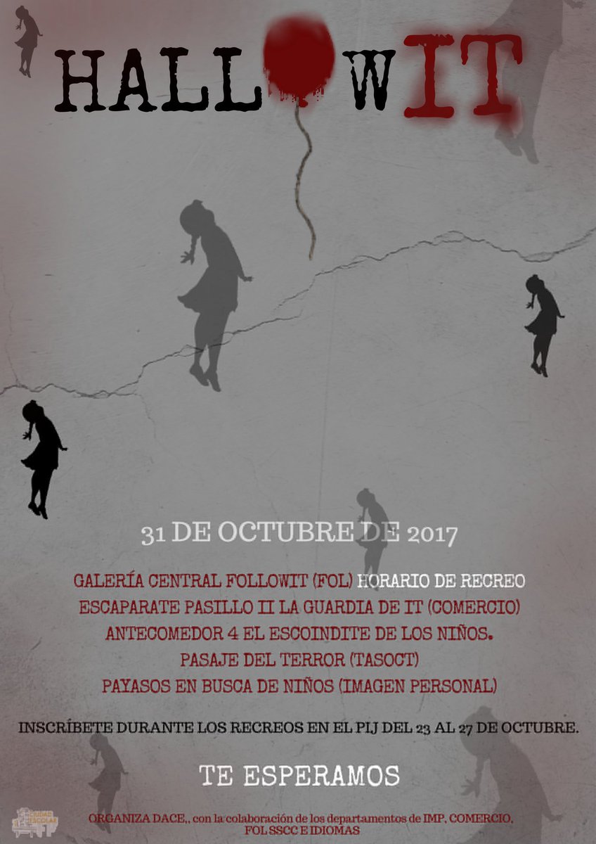 DiezGara's tweet photo. En 🎃H A L L O W E E N🎃 diviértete con actividades terroríficas👻Te esperamos! #iesciudadescolar #gvec #hallowit #itishalloween https://t.co/bGliO0TDvg