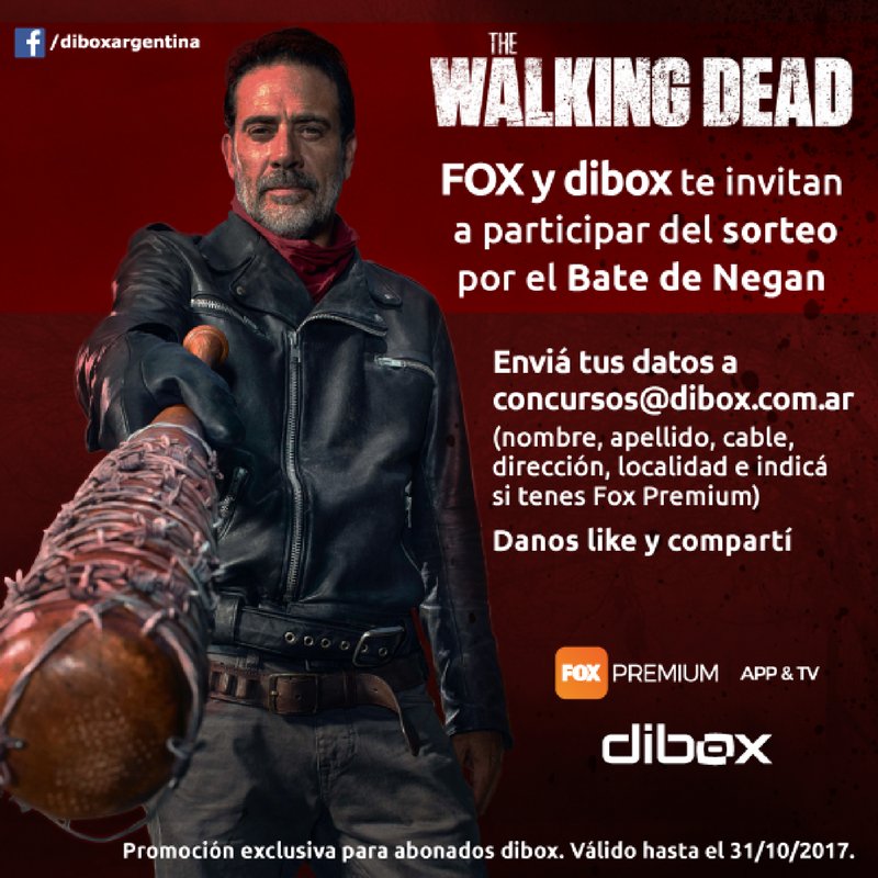 diboxargentina's tweet photo. 🧟♀️#TWD LLEGA A SUS 100 EPISODIOS CON EL ESTRENO DE SU #TEMP8🎉Y @Canal_FOX LO FESTEJA SORTEANDO EL BATE DE NEGAN. Domingos 22:30 CANAL 260 https://t.co/EDyqgYPRgg