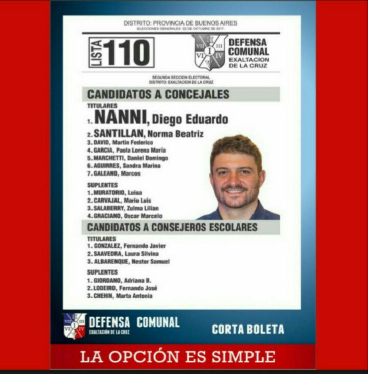 defensa_comunal's tweet photo. Este 22 de octubre acompaña a nuestros #Concejales junto a @DiegoEduNanni #LaOpciónEsSimple #Lista110 #DefensaComunal #CortáBoleta https://t.co/Oy5nsBS8go