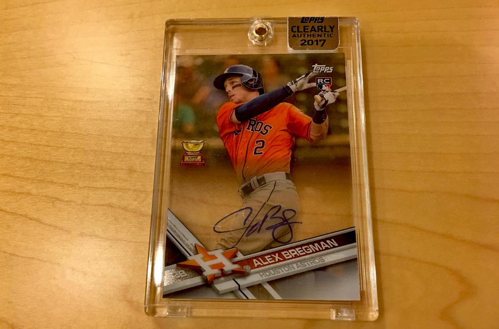 MLB's tweet photo. For a chance at this @topps autographed card, how many homers has @ABREG_1 hit so far in the 2017 #postseason? #MLBCards https://t.co/O42EJUwpIO