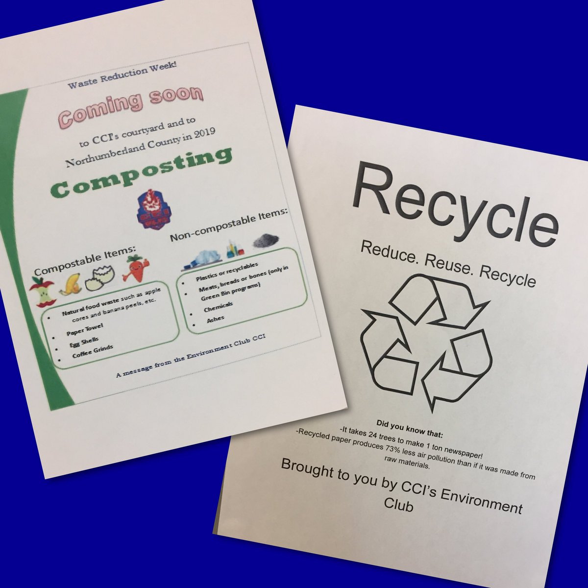 CCI_Environment's tweet photo. Waste reduction week posters made by environmental club members! @CCIwolves https://t.co/G7pXdGSbpk
