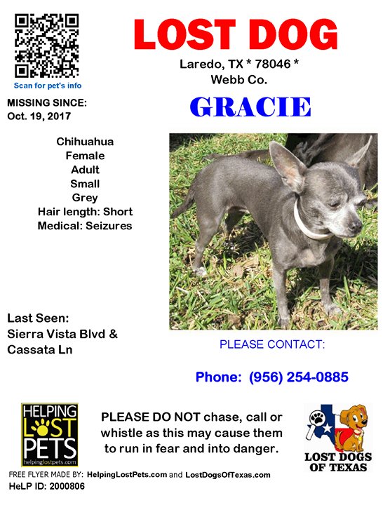 LostDogTX's tweet image. Facebook link ift.tt/2xURgVN #Webb #LDOT LOST DOG Gracie 10-19-2017 ift.tt/2l63fdg Webb Co., Laredo (Sierra Vista Blvd …