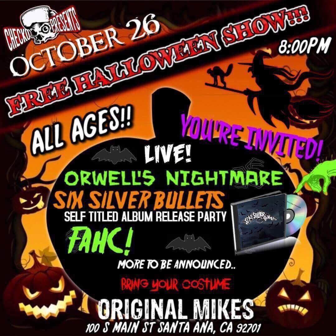 Orwells13's tweet photo. OC come and join us and lets have some fun #sixsilverbullets #orwellsnightmare #originalmikes #horror #halloweenparty #horrorpunk https://t.co/UpyMsZfYCF