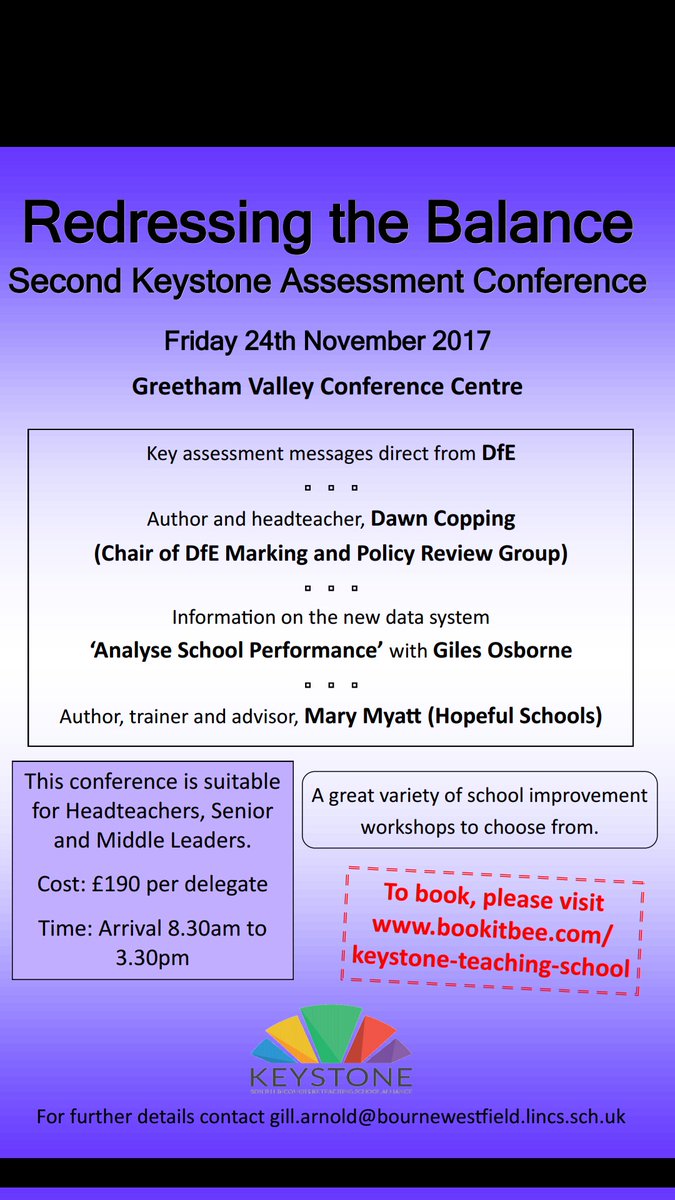 KeystoneTSA's tweet photo. Book onto our 2nd Assessment Conference: Redressing the Balance: 24th November. Last year, over 100 Headteachers and Senior Leaders attended https://t.co/Im3W4sEyKf