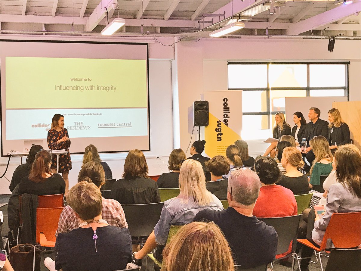 ColliderWgtn's tweet photo. Our #influencersNZ workshop is kicking off! Can't wait to hear from this amazing panel on how to #influence with #integrity 🙌 https://t.co/YyRxhC2zrX