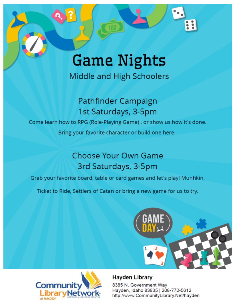 EmerginTechNick's tweet photo. Bring your favorite game or try one of ours. Choose Your Own Game. Middle and High Schoolers. Sat. Oct. 21, 3-5pm. https://t.co/aOnwXvnYbr