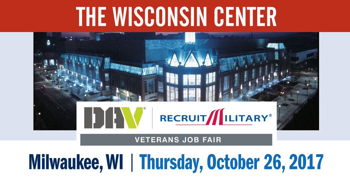 TheChrisCravens's tweet photo. DAV @RecruitMilitary #Veterans Job Fair in #Milwaukee on Oct 26th at The Wisconsin Center.  - https://t.co/FktjOwhlPD https://t.co/WmnyEKkhQK