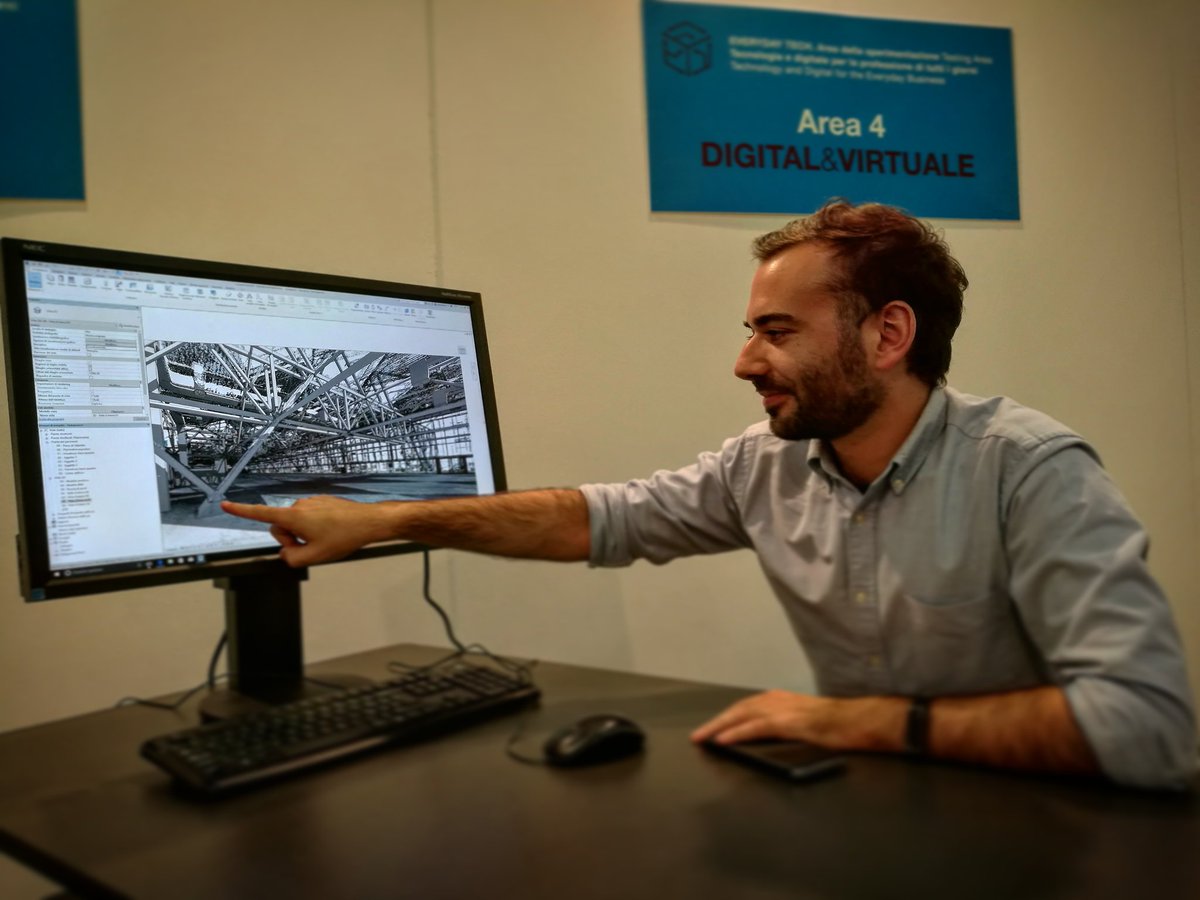 baestbergonzoni's tweet photo. Speaking about #HBIM #SCANtoBIM w/ @marco_poldo watching @BolognaFiere #BIM by @SiliconSimon #digitalBIM #IIPLE #Bologna @BIMFoundationIT https://t.co/tPJIkRG9k1