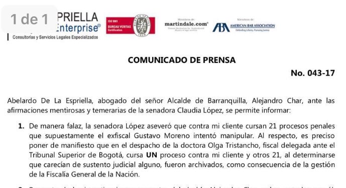 ClaudiaLopez's tweet photo. Flamante abogado de Char confirma q gracias a #FiscalCorrupto + #FiscalDeBolsillo le archivaron 21 investigaciones a Char #CorrupcionRadical https://t.co/Kci5bzGhcH