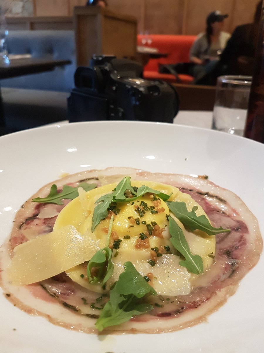 EpicuristCA's tweet photo. Duck yolk and goat cheese ravioli in the beautiful @TheFrenchHamOnt for #NoshTour #HamOntFT https://t.co/wyGkNGXfxA