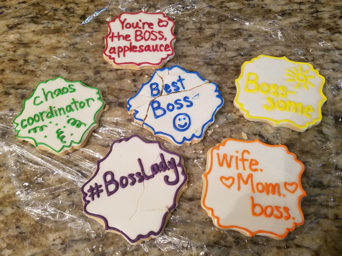 SaraLadytiger's tweet photo. Almost made it home without them breaking. @JanitaMSoto3 you always amaze me. #boymom #bestcookies #BossDay2017 https://t.co/E0TUBh5HVV
