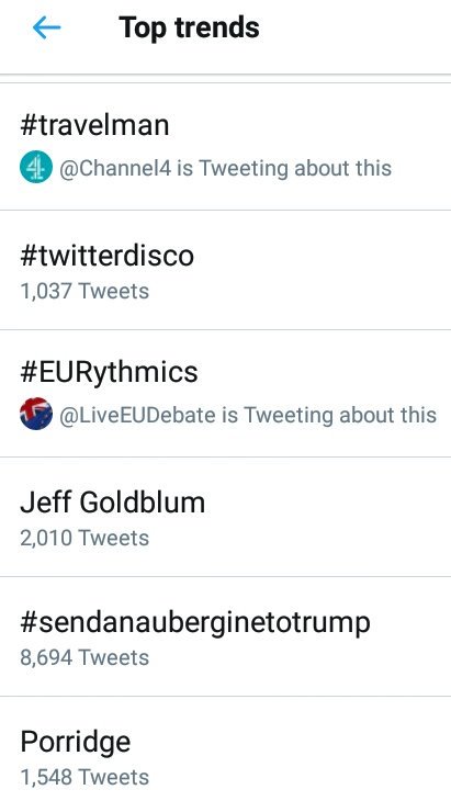 Fake news us &amp; we aubergine you. It's a British thing. #sendanauberginetotrump 🍆 <a href="/realDonaldTrump/">Donald J. Trump</a> #TheLastLeg