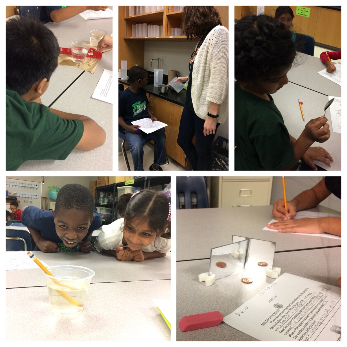 MissGunnsOwls's tweet photo. #reflection or #refraction? #lightexploration #thirdgrade https://t.co/aXAKsOa3bi